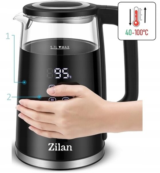 Fierbator electric Zilan ZLN7859 Negru, ecran digital, putere 2200W, panou de comanda tactil
