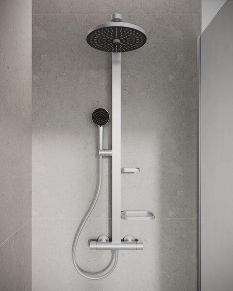 Ideal Standard Alu+ set de duș perete cu termostat cu duș de ploaie crom BD583SI