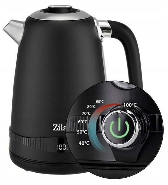 Fierbator electric din Inox Zilan ZLN1001 Negru, digital, 2200 W, 7 niveluri intre 40 - 100 grade celsius