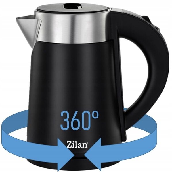 Fierbator electric Zilan ZLN3387 Negru cu pereti dublii, putere 800W, capacitate 0.8L, inox