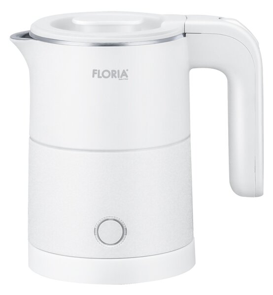 Fierbator electric Floria ZLN1735, Capacitate 500ml, Putere 1000W, Pereti dublii, Inox, Alb
