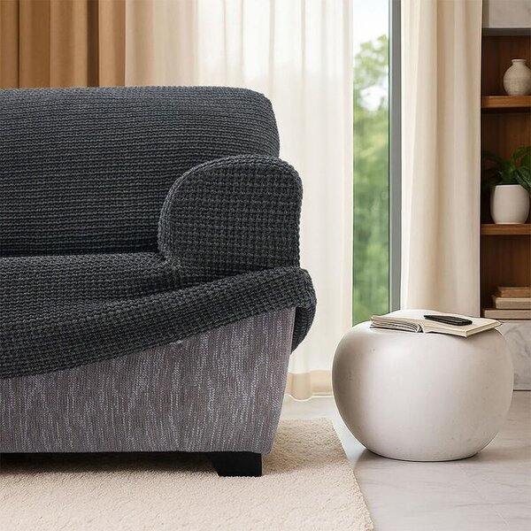Huse super elastice RUBINIA antracit fotoliu clasic (l. 70 - 95 cm)