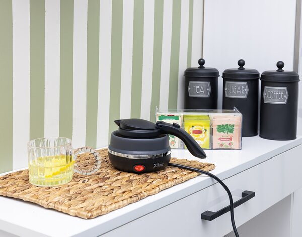 Fierbator pliabil Zilan ZLN1986 pentru voiaj, Putere 750W, Capacitate 0.5L, Protectie la supraincalzire, Baza din inox si carcasa din silicon durabil
