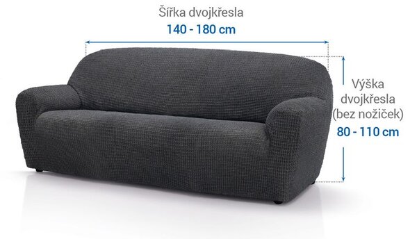 Huse super elastice RUBINIA antracit fotoliu dublu (l. 140 - 180 cm)