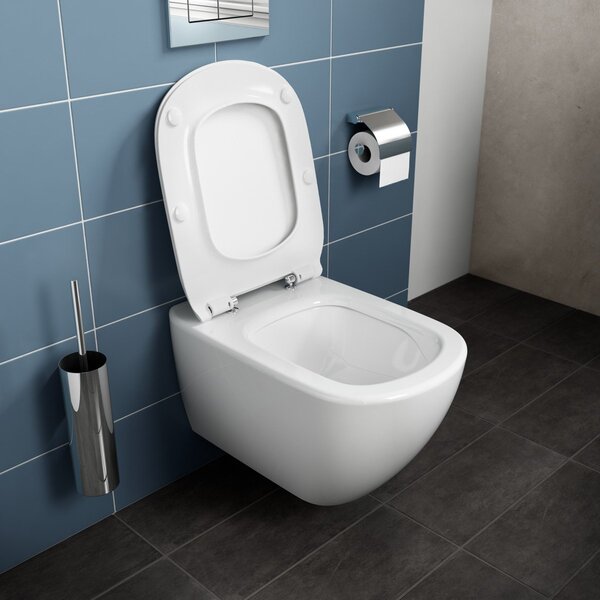 Ideal Standard Tesi vas wc cu capac soft-close agăţat fără margine alb lucios T354601
