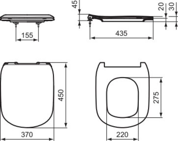 Ideal Standard Tesi vas wc cu capac soft-close agăţat fără margine alb lucios T354601