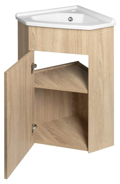 Aqualine Aqualine, Mobilier lavoar de colț ZOJA 39x74x39cm, stejar platinat, 50346