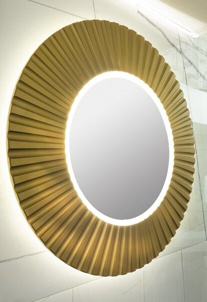 Sapho Sapho, oglindă rotundă PRIDE STRIP cu iluminare LED în ramă, diametru 75cm, auriu, PD750