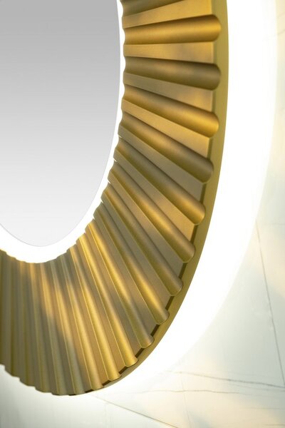 Sapho Sapho, oglindă rotundă PRIDE STRIP cu iluminare LED în ramă, diametru 75cm, auriu, PD750