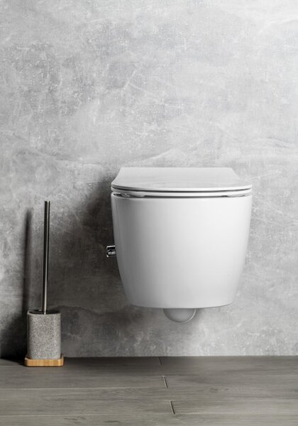 Isvea Isvea, vas WC suspendat SENTIMENTI CLEANWASH, robinet integrat și duș bideu, fără rampă, 36x51cm, alb, 10ARS1101I