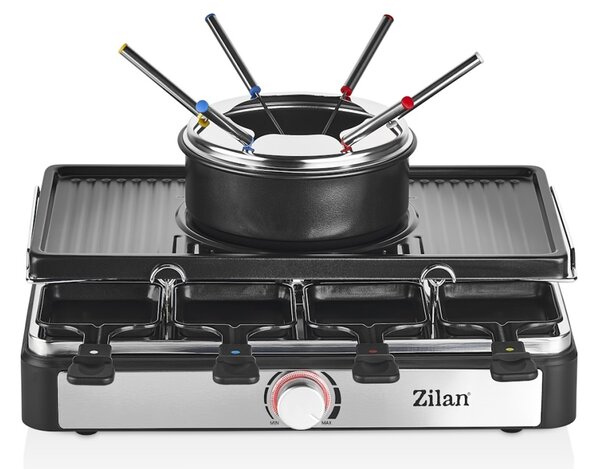Gratar electric cu fondue Zilan ZLN8856, raclette, putere 1400 W, indicator luminos
