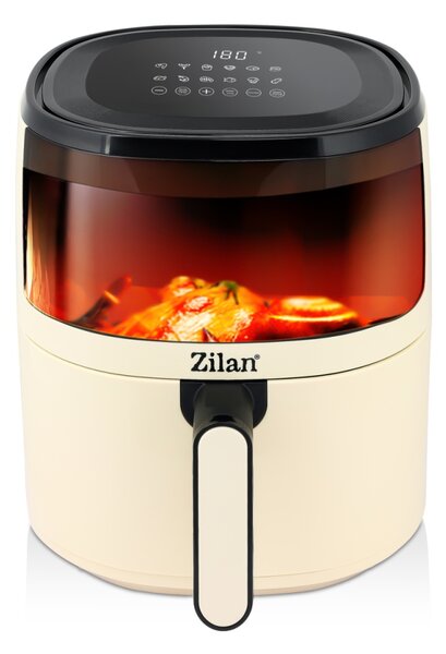Friteuza Zilan ZLN9984 tip air fryer, 1500W, capacitate 5L, temperatura maxima 200 grade, Crem