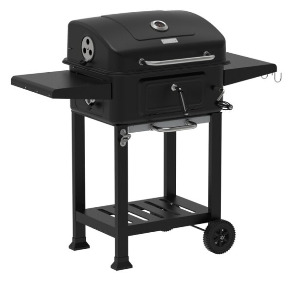 Gratar pentru exterior Zilan ZLN3574, Fabricat din materiale durabile, Grila de gatit 54x42.5 cm din otel cromat, Termometru incorporat, Mobilitate pe roti