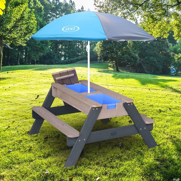 AXI 441656 Sand and Water Picnic Table "Nick" with Umbrella Anthracite and Grey A031.004.05