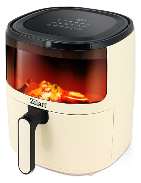 Friteuza Zilan ZLN9984 tip air fryer, 1500W, capacitate 5L, temperatura maxima 200 grade, Crem