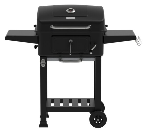 Gratar pentru exterior Zilan ZLN3574, Fabricat din materiale durabile, Grila de gatit 54x42.5 cm din otel cromat, Termometru incorporat, Mobilitate pe roti