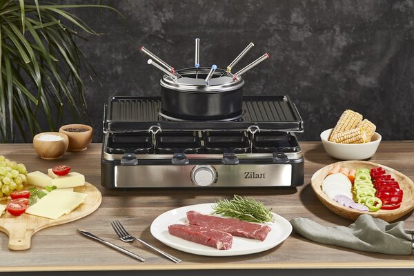 Gratar electric cu fondue Zilan ZLN8856, raclette, putere 1400 W, indicator luminos