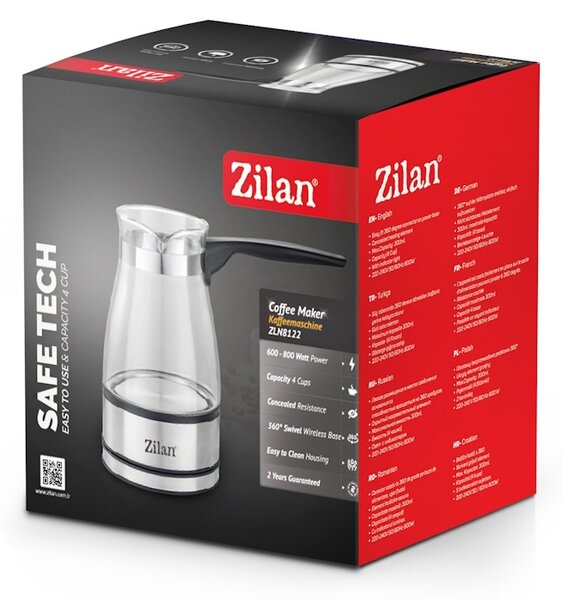 Ibric electric Zilan ZLN8122, transparent, putere 800W, capacitate 500 ml, sticla