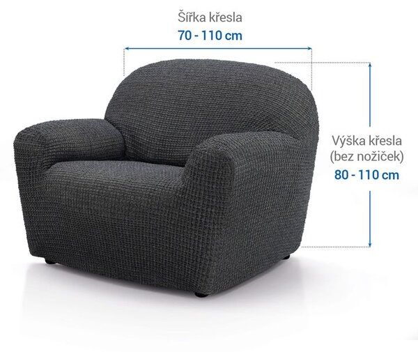 Huse super elastice RUBINIA antracit fotoliu (l. 70 - 110 cm)