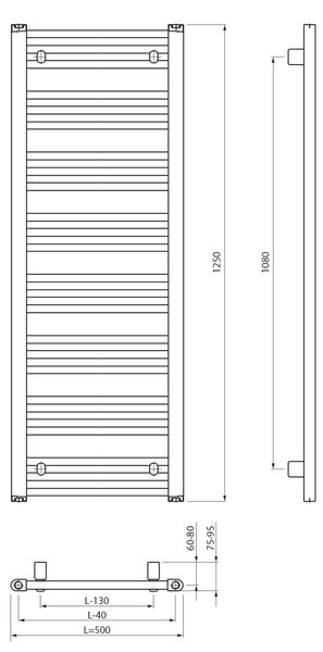Bruckner Bruckner, calorifer ALBRECHT 500x1250mm, negru mat, 600.214.6