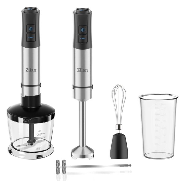 Mixer vertical 5 in 1 Zilan ZLN3939, Putere 1200W, 12 trepte de viteza, Functie Turbo, Afisaj digital, Inox