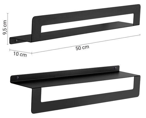 Gedy Gedy, Raft CLEO cu suport pentru prosoape 500 mm, negru mat, 2019145