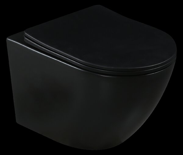 Invena Tavro, vas de toaletă suspendat 490x360x350 mm + capac WC, QFS, negru mat, INV-CE-71-005-Y