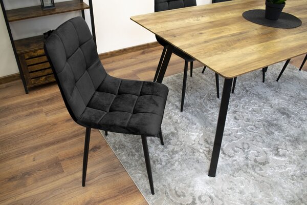Scaun catifea negru KARA cu picioare negre