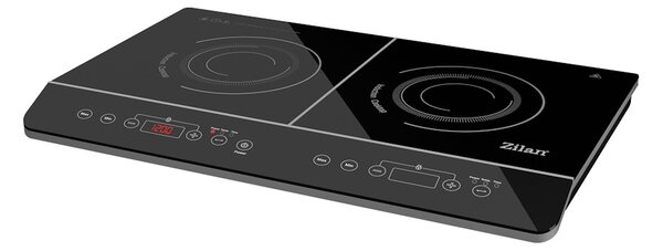 Plita cu inductie Zilan ZLN8088 Neagra, doua ochiuri, putere 3500W, geam din cristal negru