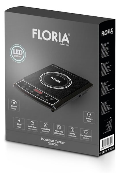 Plita cu inductie Floria ZLN8092, putere 1500W, 8 trepte de putere, oprire automata