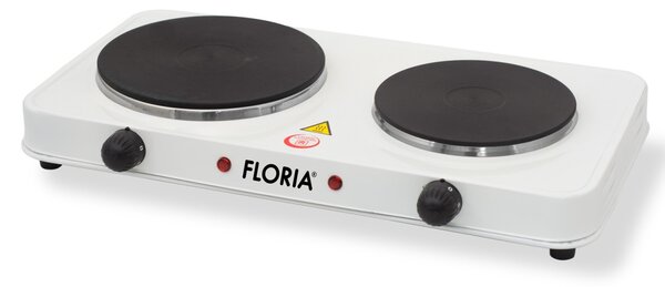 Plita electrica Floria Alb ZLN2843, 18.5 x 15.5 cm, 2 ochiuri, termostat reglabil