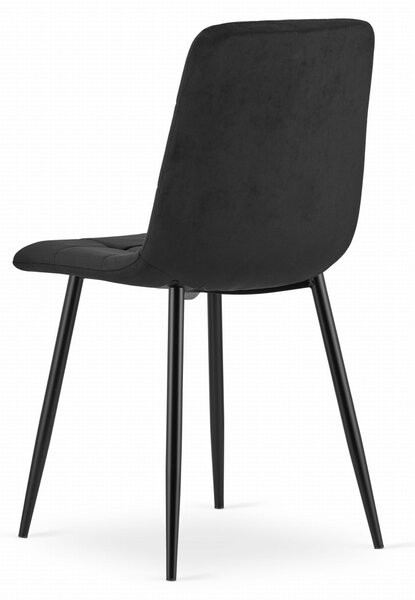 Scaun catifea negru KARA cu picioare negre