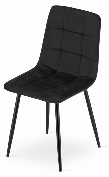 Scaun catifea negru KARA cu picioare negre
