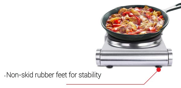 Plita electrica inox Zilan ZLN0535, 33x10x30, 1 arzator, 1500 W, termostat reglabil