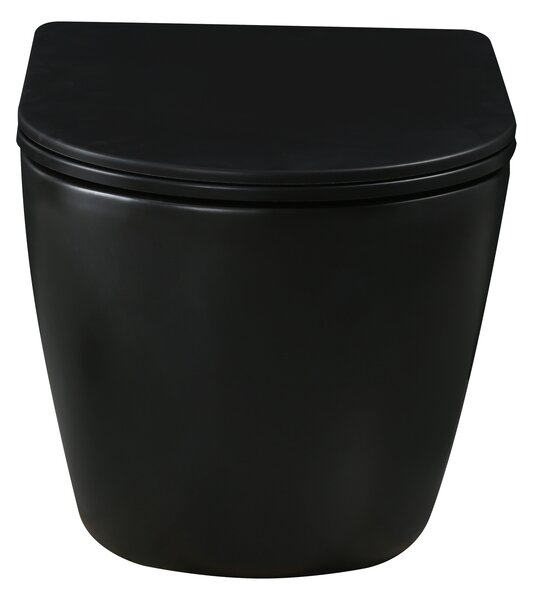 Invena Tavro, vas de toaletă suspendat 490x360x350 mm + capac WC, QFS, negru mat, INV-CE-71-005-Y