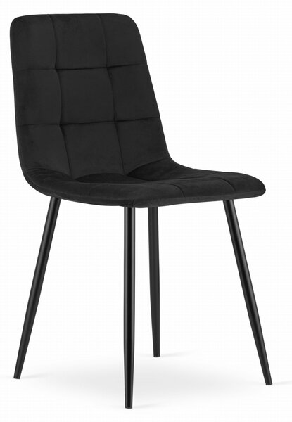 Scaun catifea negru KARA cu picioare negre