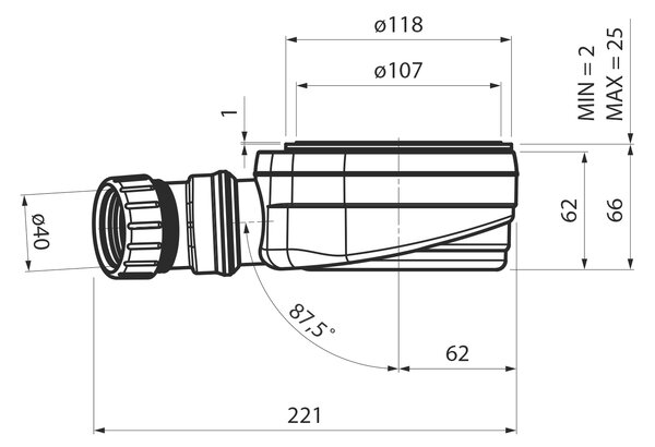 Gelco Sifon pentru cădiță de duș Gelco, diametru 90 mm, DN40, jos, pentru cădițe de duș cu capac, SN90