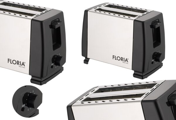 Prajitor de paine Floria ZLN1840 Negru Inox, 700W, 7 nivele de control al temperaturii, buton de oprire