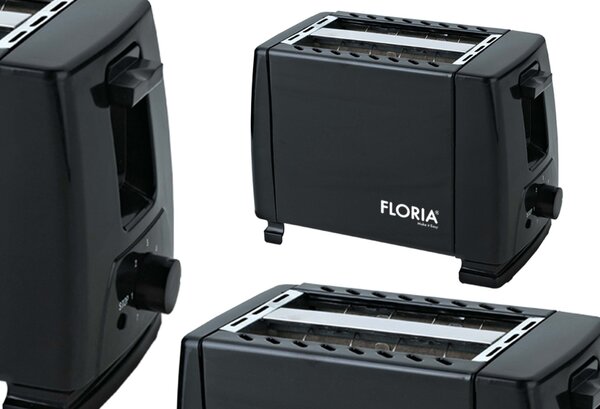 Prajitor de paine Floria ZLN1826 Negru, 700W, 7 nivele de control al temperaturii, buton de oprire