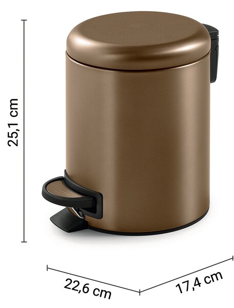Gedy Gedy, Coș de gunoi POTTY 3l, Închidere silențioasă, cupru mat, 320982