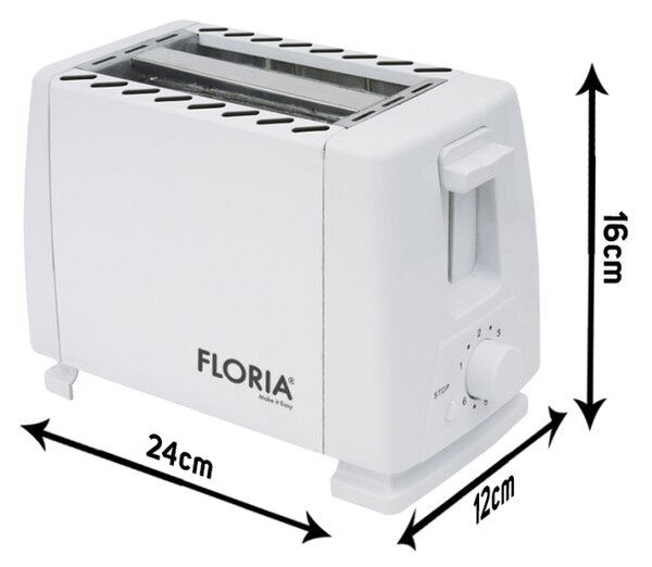 Prajitor de paine Floria ZLN1833 Alb, 700W, 7 nivele de control al temperaturii, buton de oprire