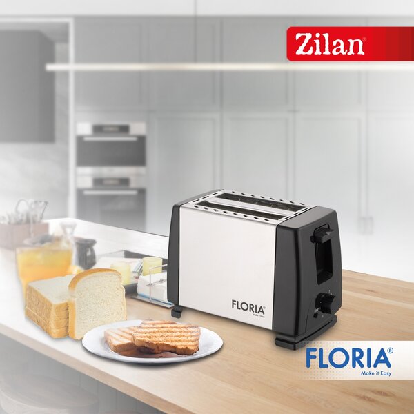 Prajitor de paine Floria ZLN1840 Negru Inox, 700W, 7 nivele de control al temperaturii, buton de oprire