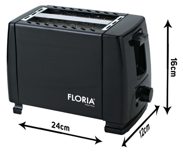 Prajitor de paine Floria ZLN1826 Negru, 700W, 7 nivele de control al temperaturii, buton de oprire