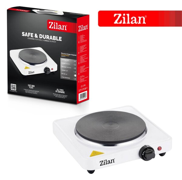 Plita electrica ZILAN Alb ZLN2173, 1500 W, 26 x 26 x 9.5 cm, 1 arzator, cu 5 trepte de reglaj