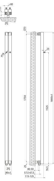 Sapho Sapho, calorifer LETIZIA 90x1800 mm, gresie/bej, IR245S