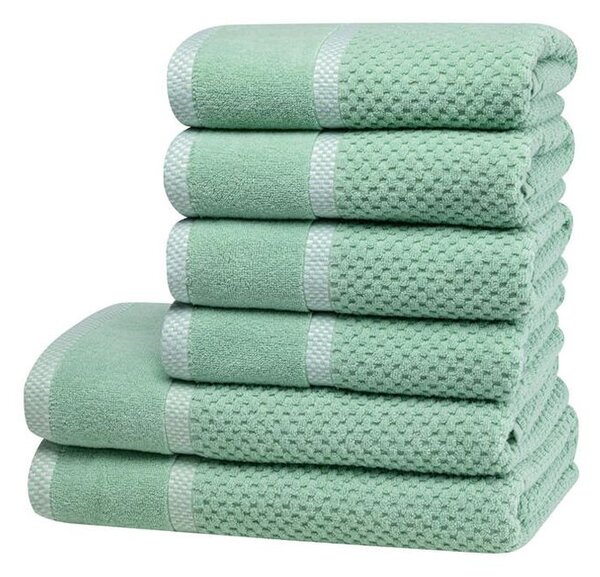 Set de prosoape şi prosoape de baie din frotir MODENA verde, 6 buc