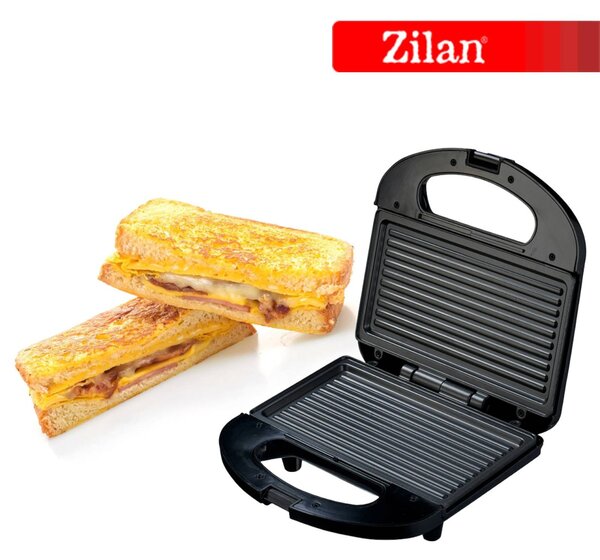 Sandwich Maker Floria ZLN0829, Putere 750W, Placa de tip grill, Antiaderenta, indicator luminos, Negru