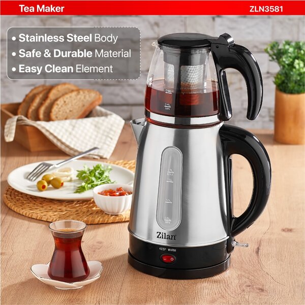 Set fierbator electric+ceainic FLORIA ZLN3581,Inox Negru Putere 2200W