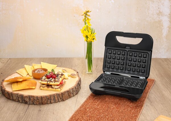 Sandwich-maker ZILAN 5 in 1 ZLN3932, Negru Inox 800 W, 5 tipuri de placi grill, triunghi, sandwich, waffle, nuci
