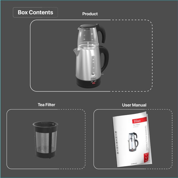 Set fierbator electric+ceainic FLORIA ZLN3581,Inox Negru Putere 2200W